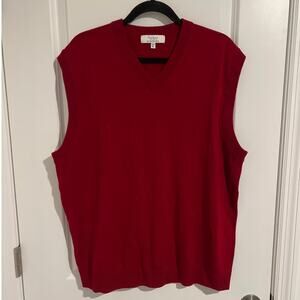 Turnbury Extra Fine Merino Wool Biella Yard Sleeveless Sweater Vest Red Men's XL